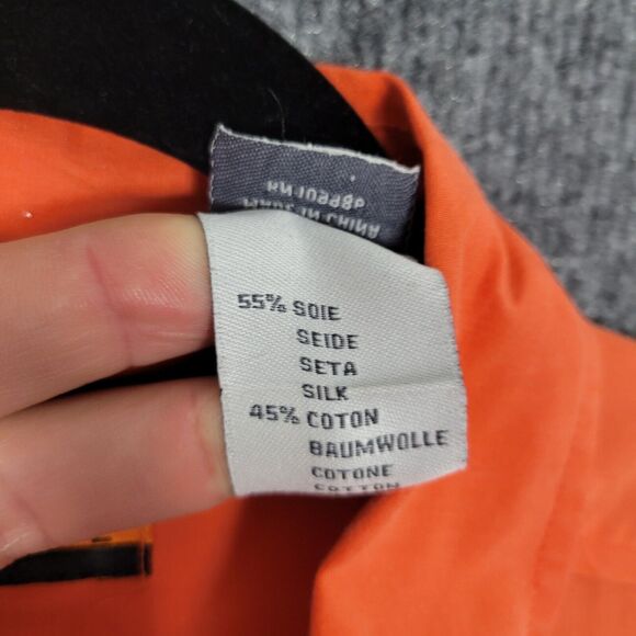 ALAIN WEIZ Orange Silk Blend Short Sleeve Epaulet Collared Button Up Top SIZE 16 - Picture 11 of 12